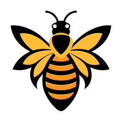 A beautiful honey bee logo concept vector art illustration, a flying honey bee logo illustration