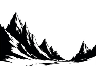 A Big Mountain with hills vector silhouette, a desert vector silhouette