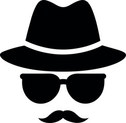 a man face with hat and sunglass vector silhouette