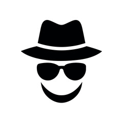 a man face with hat and sunglass vector silhouette