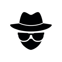 a man face with hat and sunglass vector silhouette