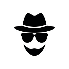a man face with hat and sunglass vector silhouette