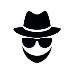 a man face with hat and sunglass vector silhouette