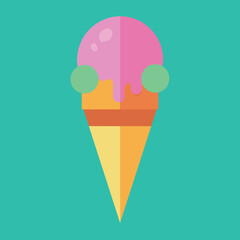 cone ice cream vector art illustration, a cone ice cream vector illustration