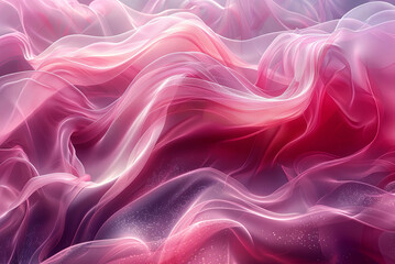 Fototapeta premium Background of pink and purple fabric with a shiny and sparkly appearance. The wave is very soft and has a very smooth texture