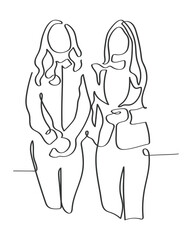 Hand drawn line art vector of people in executive settings. Corporate team work and groups.