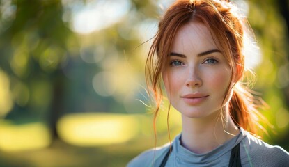 Naklejka premium Woman With Red Hair Posing for Picture
