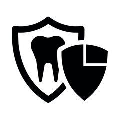 A strong Teeth logo vector art illustration, a Strong teeth with protection vector logo