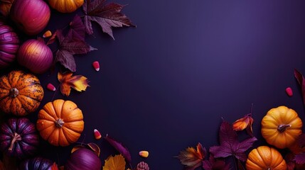 Dark purple Halloween background with copy space.