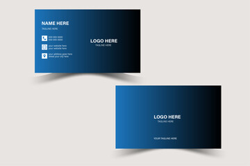 Modern nevy blue and black gradient business card design. Flat design vector abstract creative - Vector