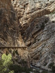 Empty walkway on the El Caminito del Rey in Malaga, Andalusia, Spain