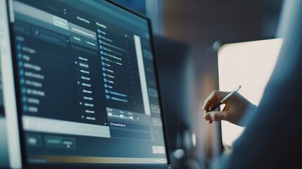 Close-up on a helpdesk ticket being updated on a monitor, detailed record of ongoing IT support issues.