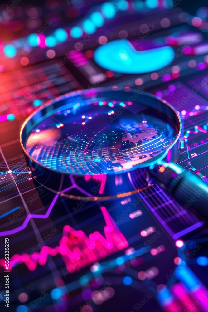 Poster modern technology concepts: data analysis, search engine optimization or seo.