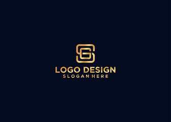 initial Letter SG logo line square, Initial GS line logo design