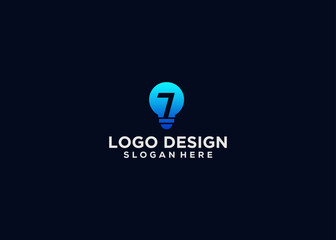 Bulb logo design vector, Number 7 with bulb logo