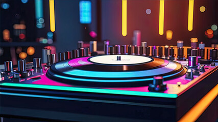 player mixer in high resolution. mixer in music studio with soft ambient lighting, DJ console,