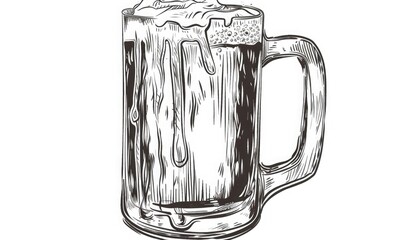 Bold lines outline a frosty mug of root beer, condensation forming intricate patterns down its sides.