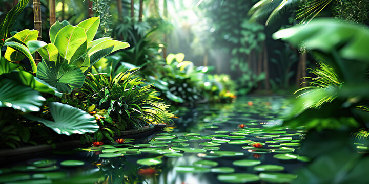 Urban Garden Oasis: A hidden garden oasis in the midst of the city, with lush greenery, exotic plants, and a tranquil atmosphere, offering a peaceful escape from the urban hustle and bustle