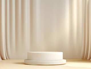 Minimalist podium for product, 3d white stage with product stand, podium for product presentation, 3D scene Background to display products