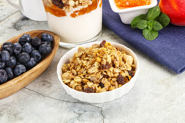Granola museli cereal for breakfast