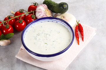 Traditional delicious appetizer; greek tzatziki (Turkish name; cacik)
