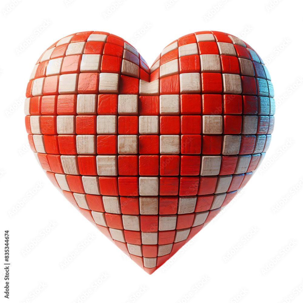 Poster 3d 2d heart element with checkered texture and strings festa junina de são joão for composition 1