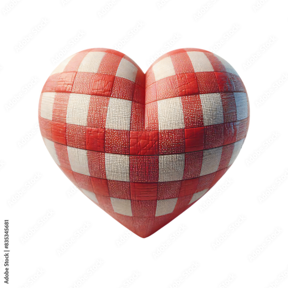 Poster 3d 2d heart element with checkered texture and strings festa junina de são joão for composition 1