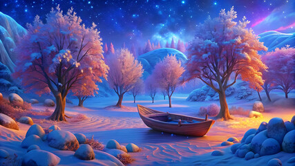 snowfall in the desert amid vibrant trees