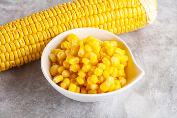 Marinated corn in the bowl
