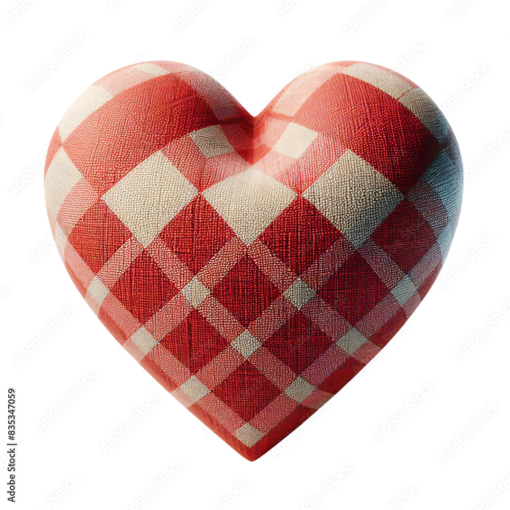 Poster 3d 2d heart element with checkered texture and strings festa junina de são joão for composition