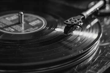 Close-up of Vinyl record player