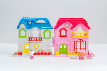 toy house, background for kindergarten. Dollhouse