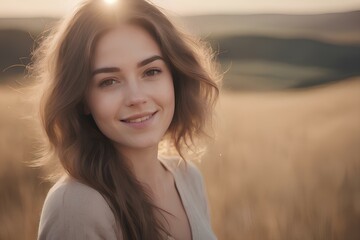 warm and friendly photo of a 25 years young beautiful woman smiling brightly.
