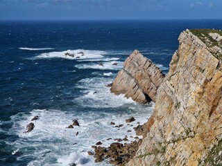Rugged, rocky coastline of Asturias, Spain (Cantabrian sea)