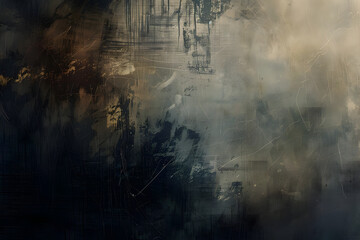 Fototapeta premium a mysterious and atmospheric abstract piece, featuring dark colors and a vintage aesthetic hinting at nostalgia and decay. generative ai