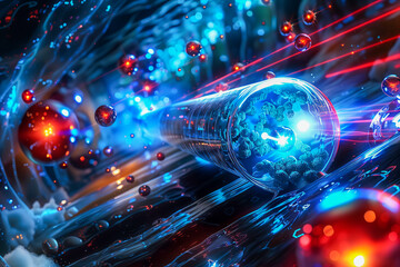 Futuristic medical nanodevice, such as a targeted drug delivery system or a nanosensor for early disease detection, operating within the human body at the molecular level