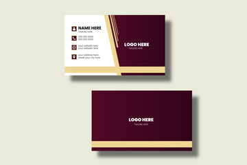 Modern and simple business card design with  gradient dark maroon and cream color.
