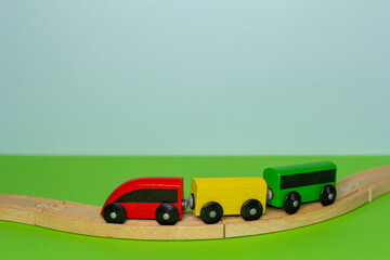toy wooden train background for kindergarten