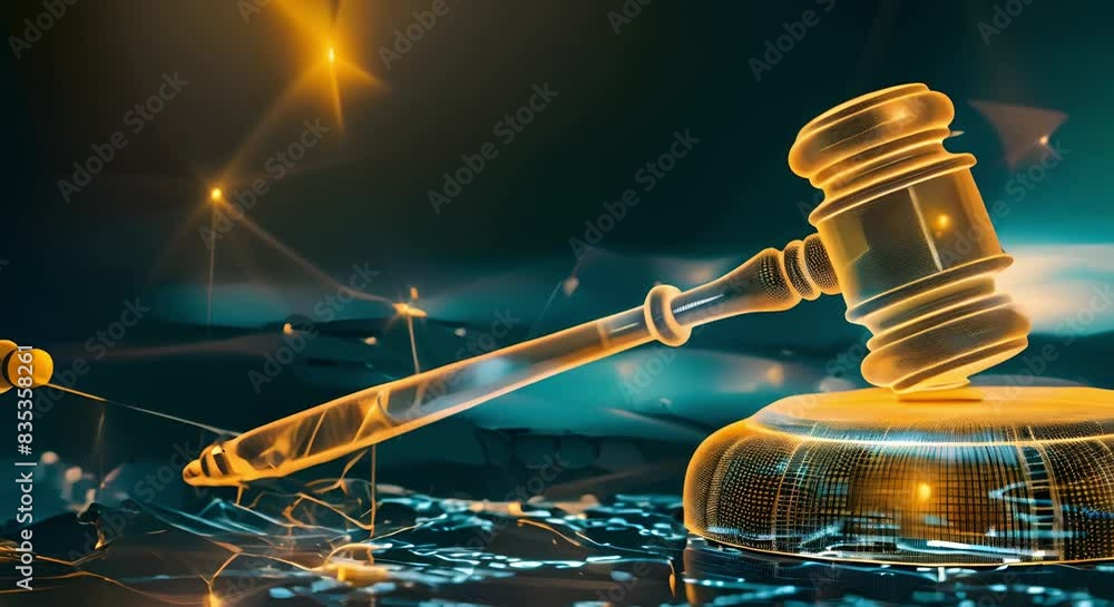 Aufkleber digital law concept with judge gavel and data center background copy space. concept law and technolo