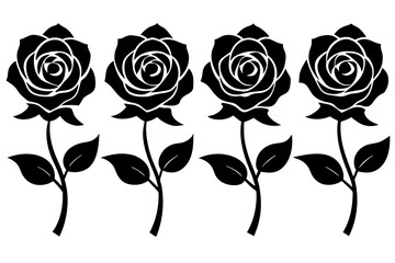 rose flower set silhouette vector illustration