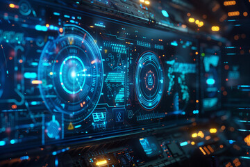 Fototapeta premium A sleek, modern background featuring abstract lines, geometric shapes, and vibrant colors, creating a dynamic, high-tech feel. Perfect for showcasing futuristic technology interfaces and digital 