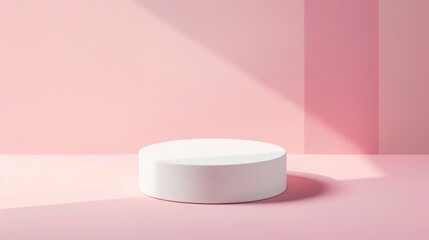 A white round object placed on top of a pink floor.