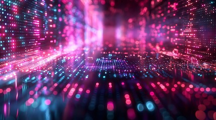 A 3D render of a maze of coded messages and encrypted keys, with glowing purple and teal codes, floating in a holographic display.