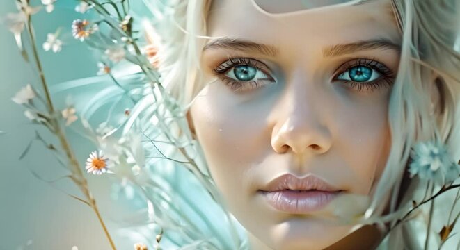 Fantasy portrait of a beautiful whitehaired elf with blue eyes. Concept Fantasy Portrait, Beautiful Elf, White Hair, Blue Eyes