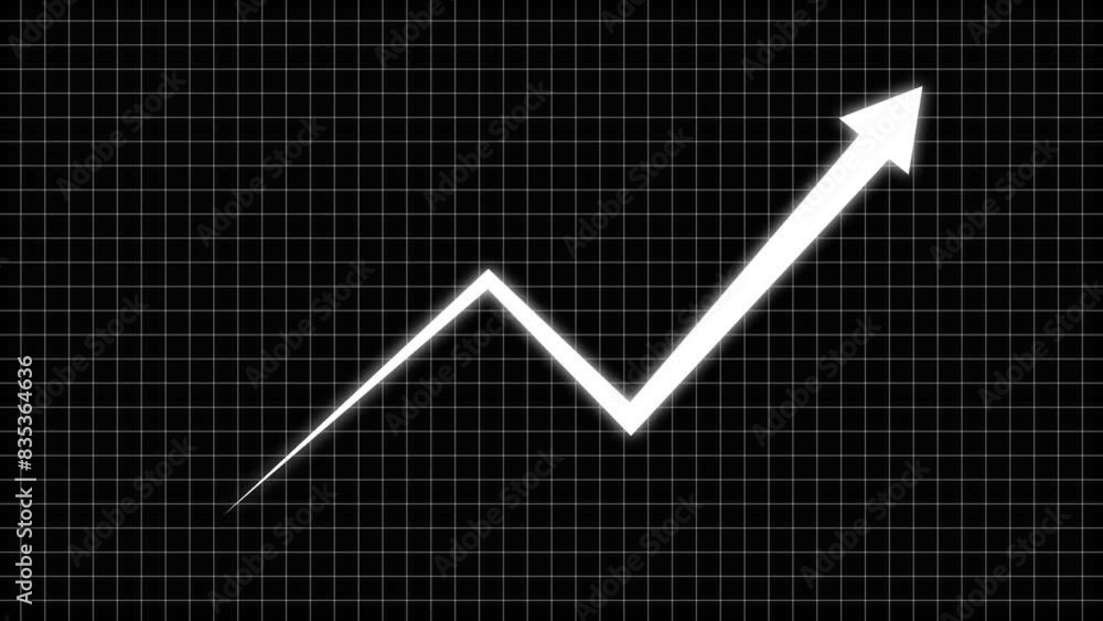 Aufkleber animated arrow growth up and down icon on background. abstract business graph chart icon animation .