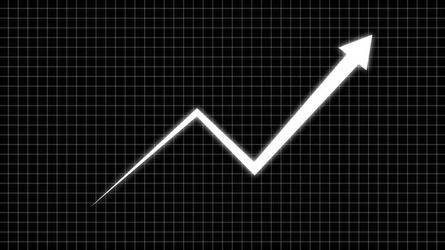 Animated arrow growth up and down icon on background. abstract business graph chart icon animation .