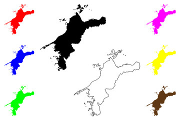 Obraz premium Ehime Prefecture (Administrative divisions of Japan, Prefectures of Japan) map vector illustration, scribble sketch Ehime map
