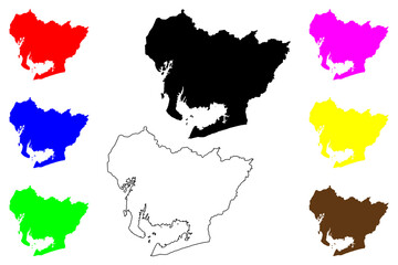 Obraz premium Aichi Prefecture (Administrative divisions of Japan, Prefectures of Japan) map vector illustration, scribble sketch Aichi map