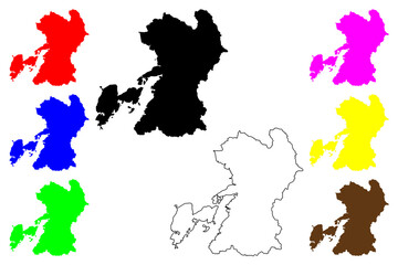 Kumamoto Prefecture (Administrative divisions of Japan, Prefectures of Japan) map vector illustration, scribble sketch Kumamoto map