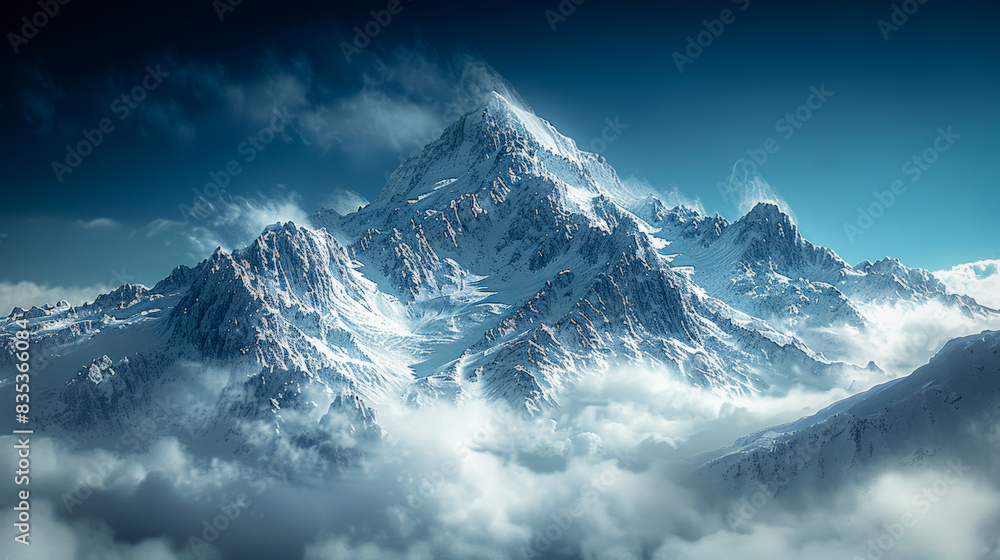 Wall mural Snow-capped mountain peaks